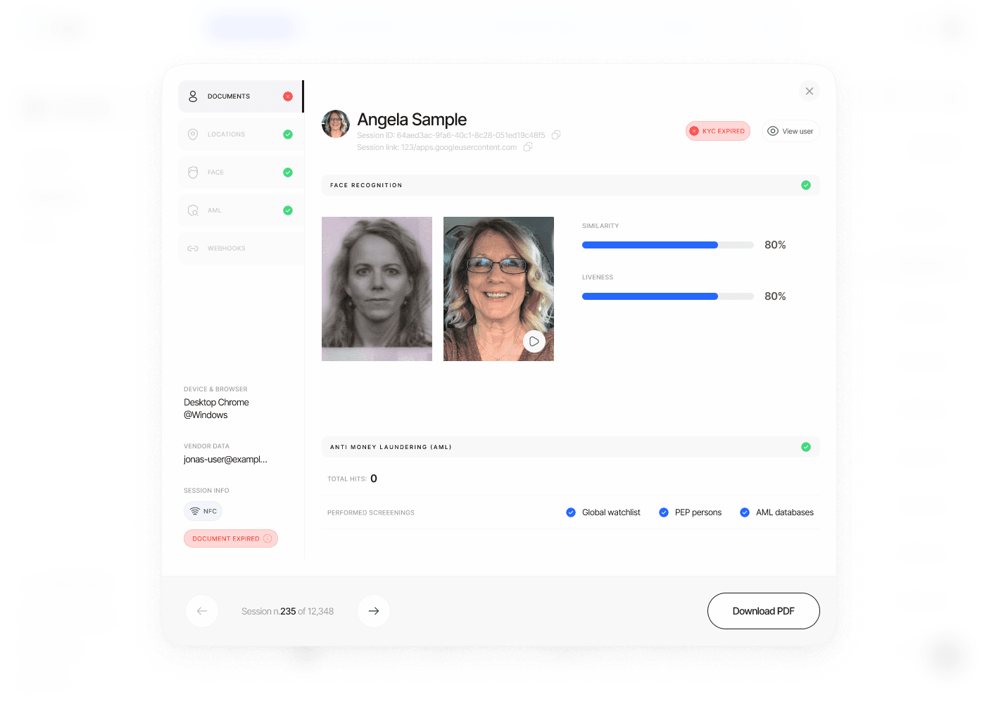 Sample Facial Similarity Report