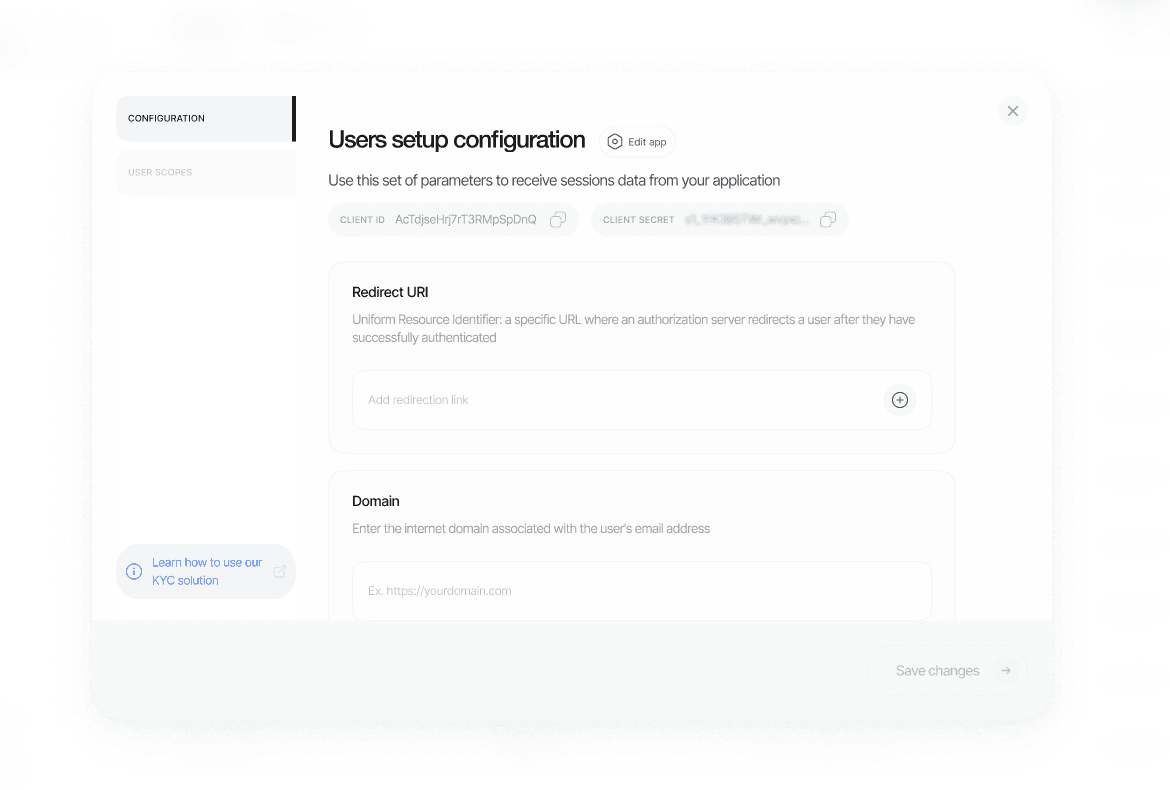 User Settings Screen